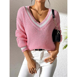 Pull en Maille à Col V Contrastant Myrise