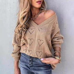 Pull en maille ajourée Lysiane - Brun / 34