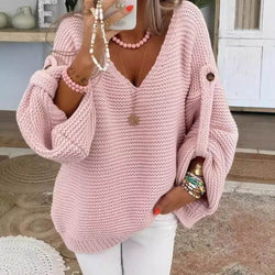 Pull en Maille Col V Selina - Rose / 34