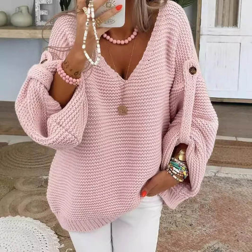 Pull en Maille Col V Selina - Rose / 34
