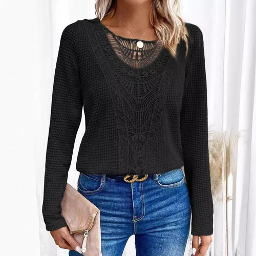 Pull en Maille Fine et Dentelle Auristelle - Noir / 34
