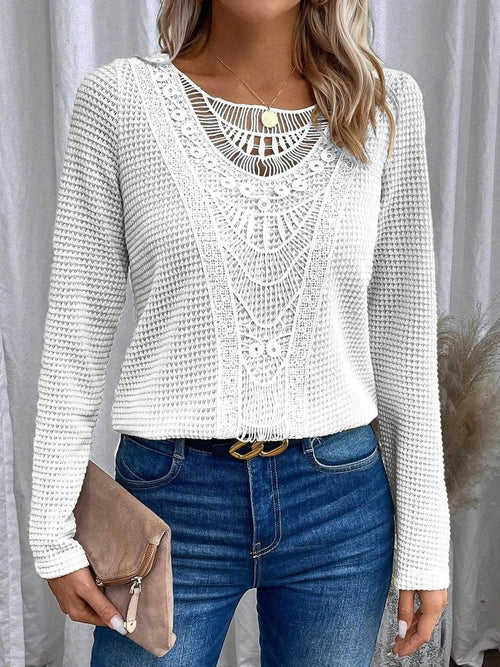 Pull en Maille Fine et Dentelle Auristelle - Blanc / 34