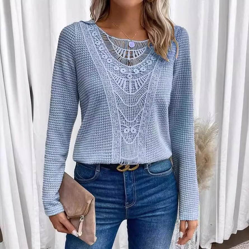 Pull en Maille Fine et Dentelle Auristelle - Ciel / 34