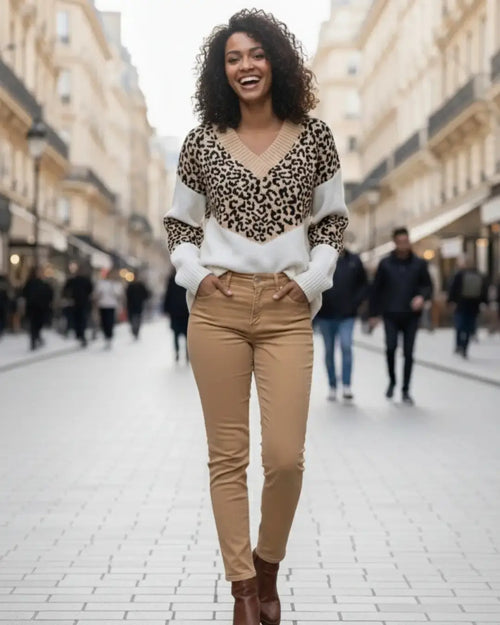 Pull en Maille Imprimé Léopard Elowise