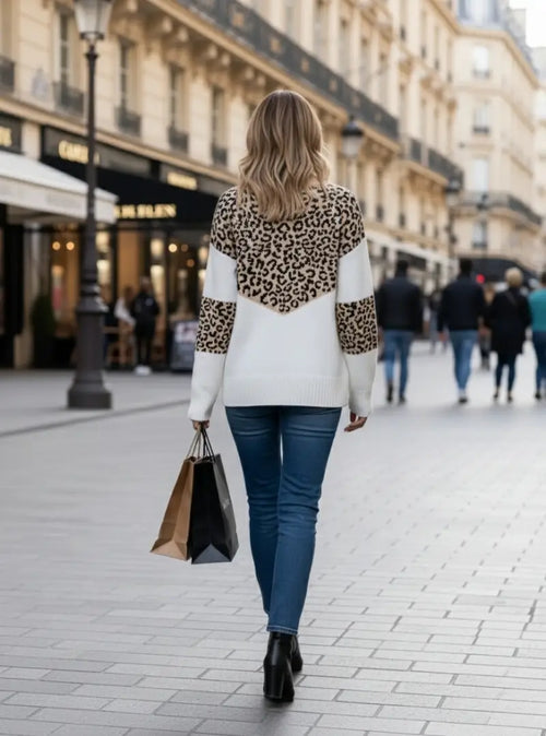 Pull en Maille Imprimé Léopard Elowise