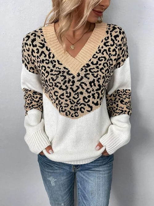 Pull en Maille Imprimé Léopard Elowise - Blanc / 34
