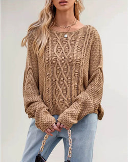 Pull en Maille Torsadée Sélina - Beige / 34