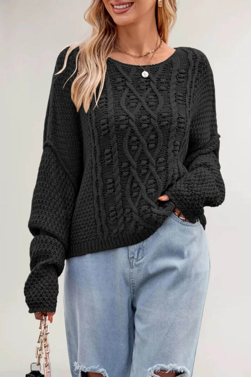Pull en Maille Torsadée Sélina - Noir / 34