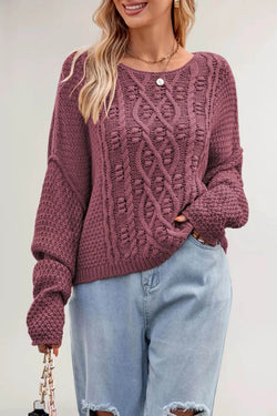 Pull en Maille Torsadée Sélina - Rose / 34
