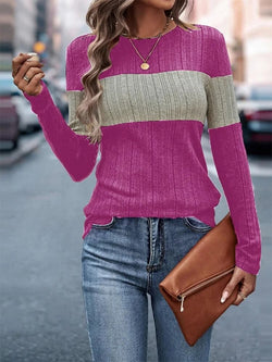 Pull Fin Côtelé à Rayures Célina - Rose / 34