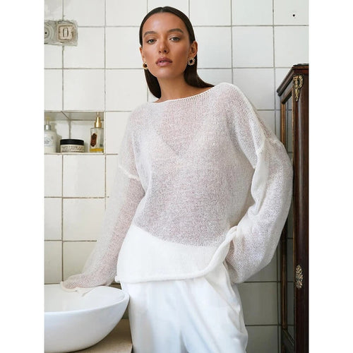 Pull Fin en Maille Ajourée Maeliane - Blanc / 34
