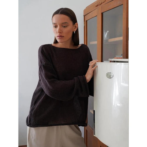 Pull Fin en Maille Ajourée Maeliane - Noir / 34