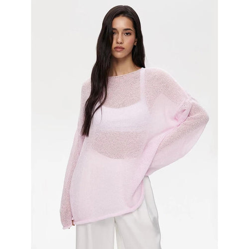 Pull Fin en Maille Ajourée Maeliane - Rose / 34