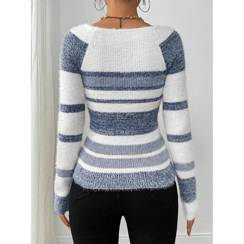 Pull Fin Rayé Col Carré Zeliane