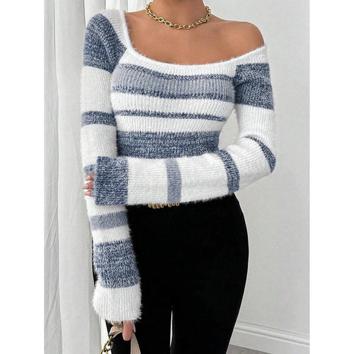 Pull Fin Rayé Col Carré Zeliane - Bleu / 34