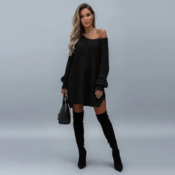 Pull Long en Maille Ajourée Niselle - Noir / 34