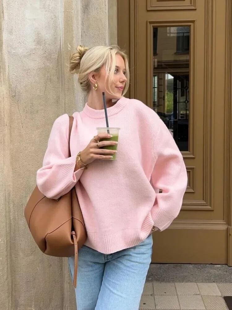 Pull Oversize à Col Montant Avelia-Rose-