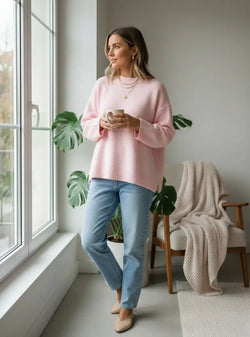 Pull Oversize à Col Montant Avelia - Rose / 34