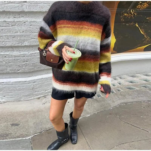 Pull Oversize en Maille à Rayures Elanée