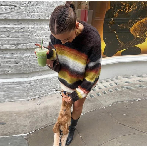 Pull Oversize en Maille à Rayures Elanée