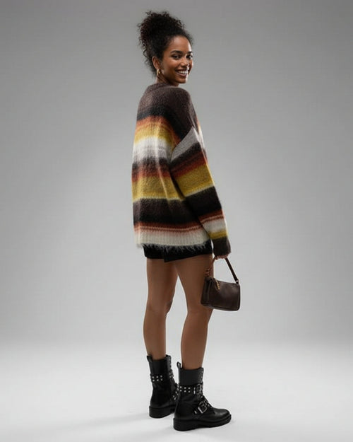 Pull Oversize en Maille à Rayures Elanée