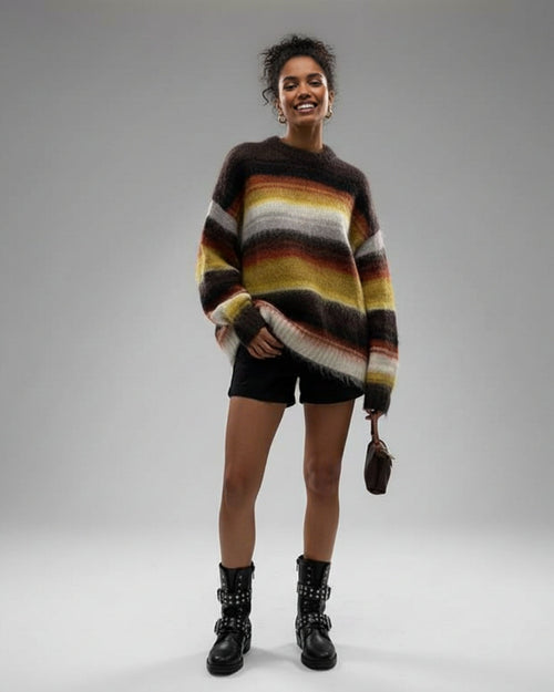 Pull Oversize en Maille à Rayures Elanée