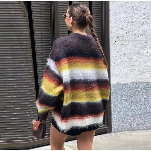 Pull Oversize en Maille à Rayures Elanée