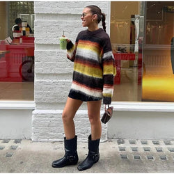 Pull Oversize en Maille à Rayures Elanée
