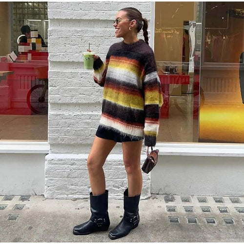 Pull Oversize en Maille à Rayures Elanée - Rayé / 34