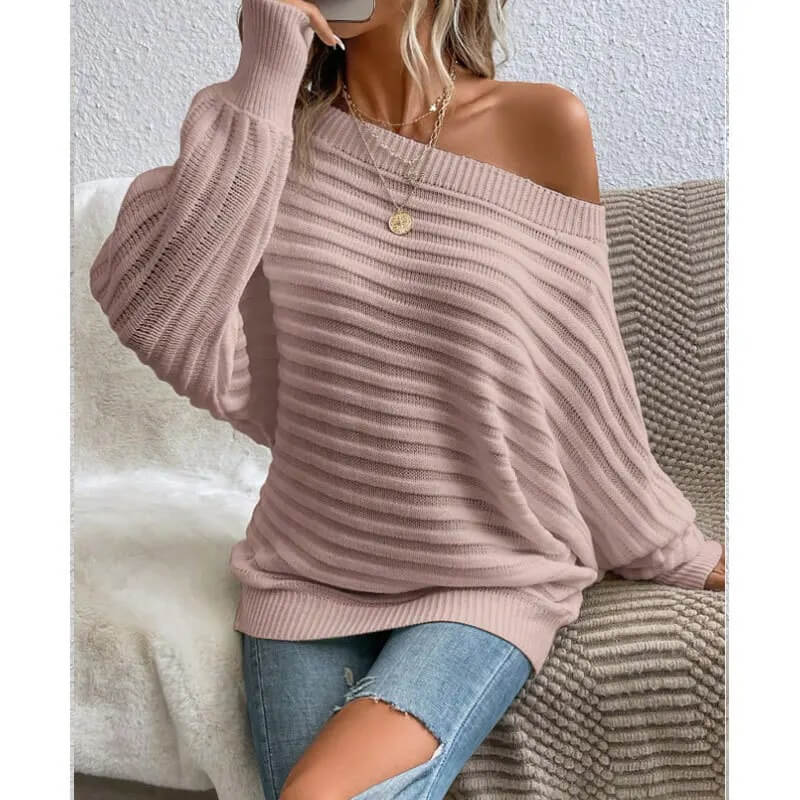 Pull Oversize en Maille Asymétrique Armelle-Rose-