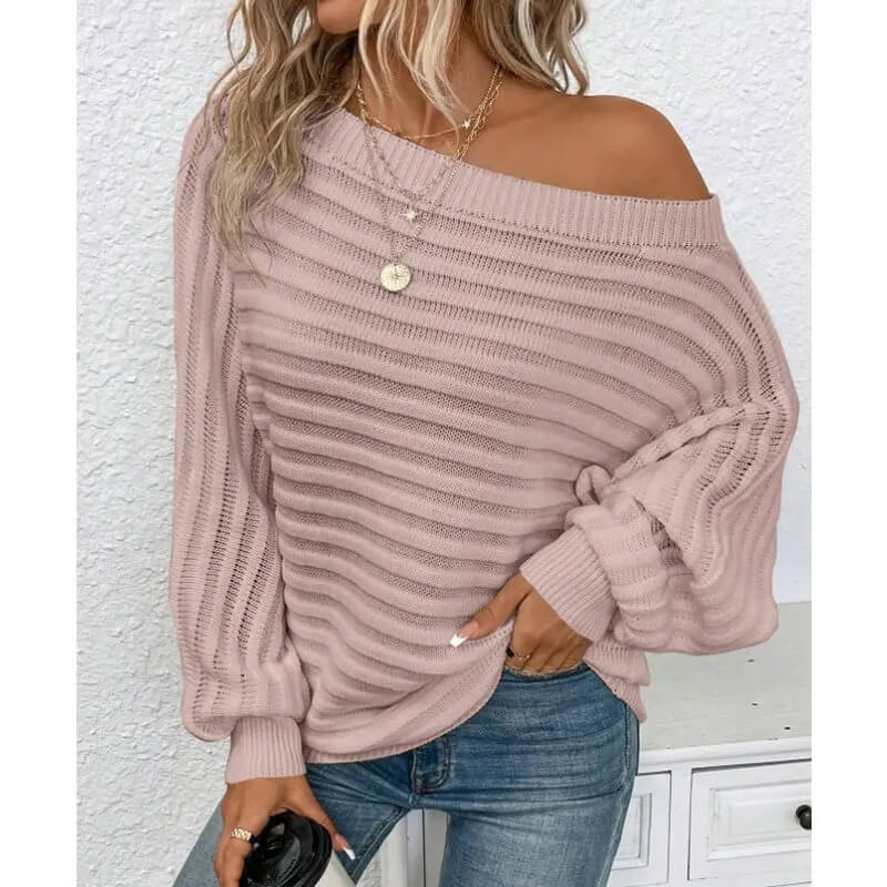 Pull Oversize en Maille Asymétrique Armelle-Rose-