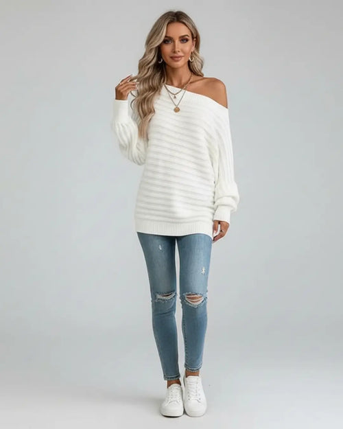Pull Oversize en Maille Asymétrique Armelle - Blanc / 34