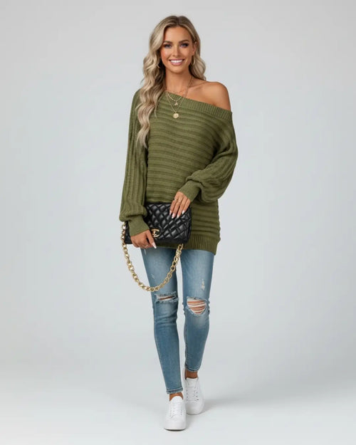 Pull Oversize en Maille Asymétrique Armelle - Vert / 34