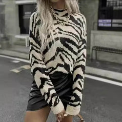 Pull Oversize Zébré Elysira - Beige / 34