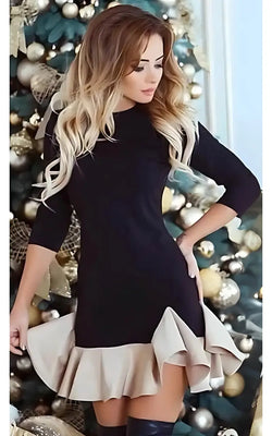 Robe Ajustée à Volant Asymétrique Valois