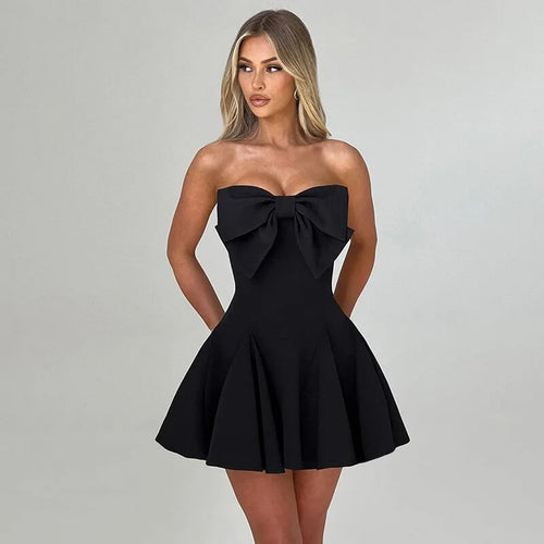 Robe Bustier Courte à Nœud Lunara - Noir / 34
