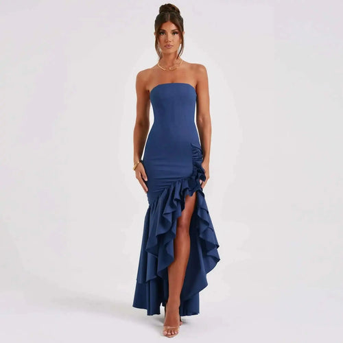 Robe Bustier Longue à Volants Valensole Pauline