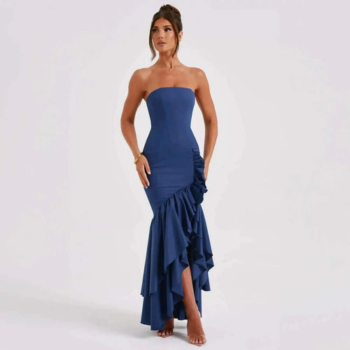 Robe Bustier Longue à Volants Valensole Pauline