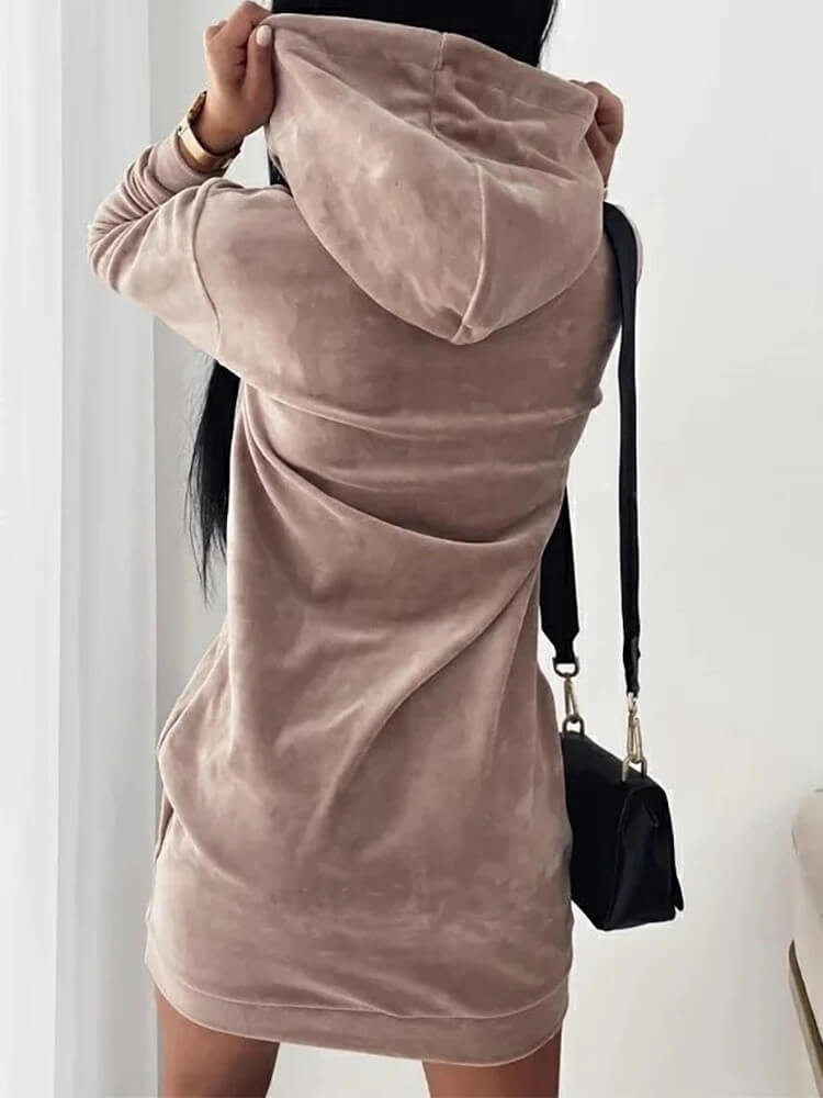Robe Cocoon Alvéra — Velours Doux & Style Décontracté-Taupe rosé-