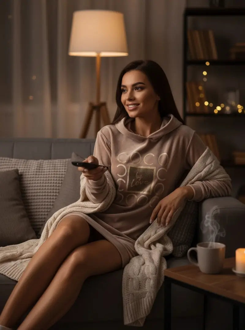 Robe Cocoon Alvéra — Velours Doux & Style Décontracté-Taupe rosé-