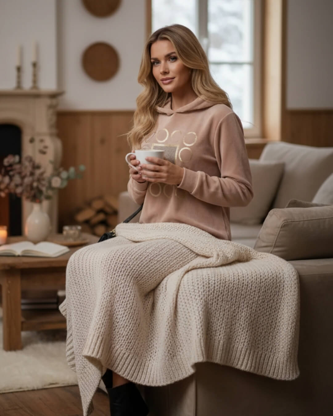 Robe Cocoon Alvéra — Velours Doux & Style Décontracté-Taupe rosé-