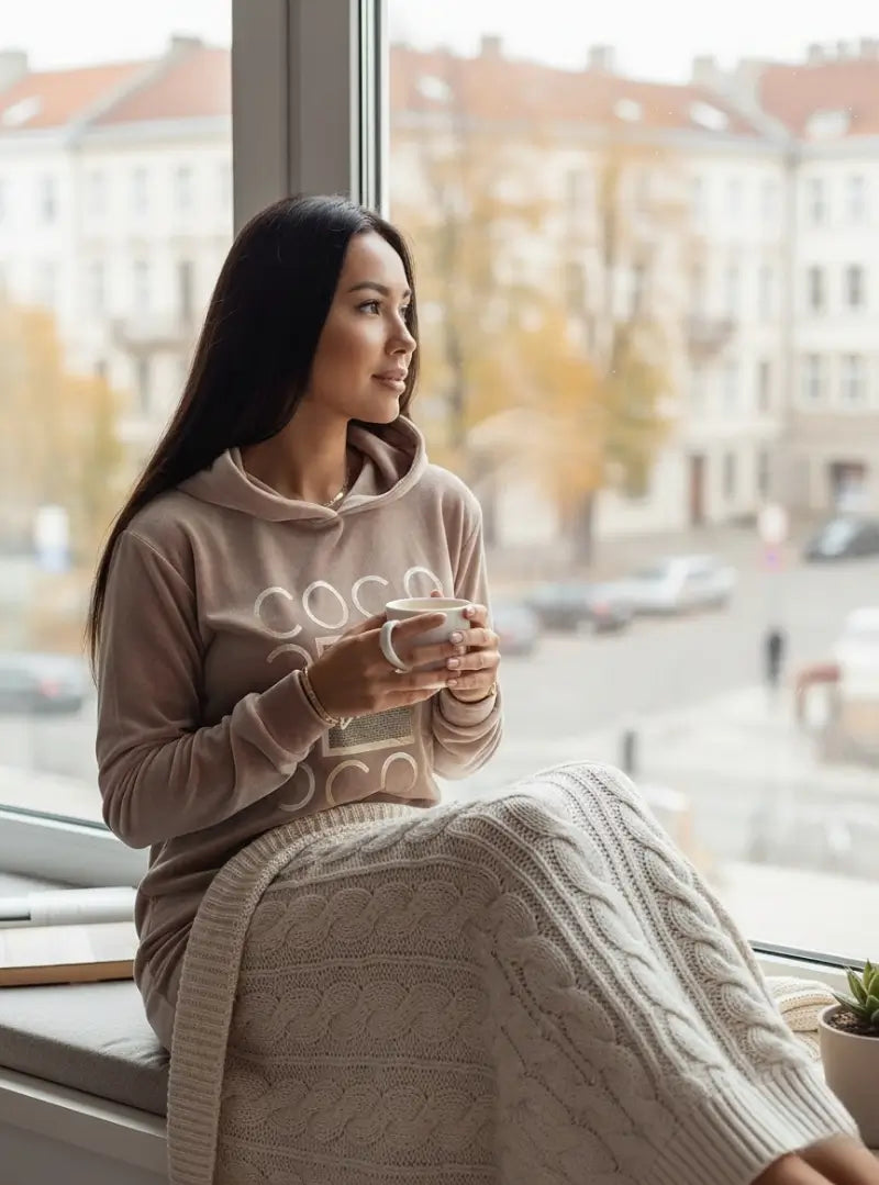 Robe Cocoon Alvéra — Velours Doux & Style Décontracté-Taupe rosé-