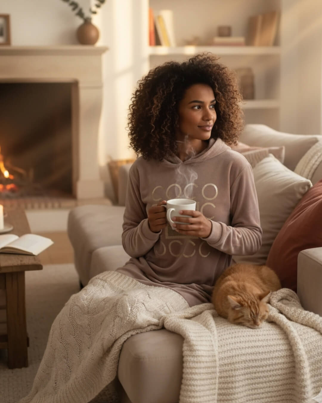 Robe Cocoon Alvéra — Velours Doux & Style Décontracté-Taupe rosé-