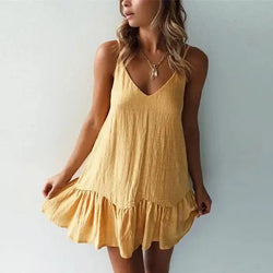 Robe Courte à Bretelles Fines Zélie Jaune / XS