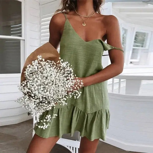 Robe Courte à Bretelles Fines Zélie Vert / XS