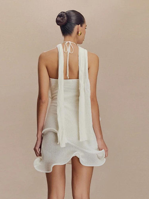 Robe Courte à Col Noué Dos Nu Elara