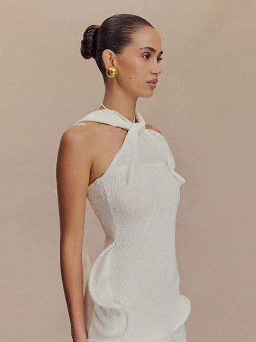 Robe Courte à Col Noué Dos Nu Elara