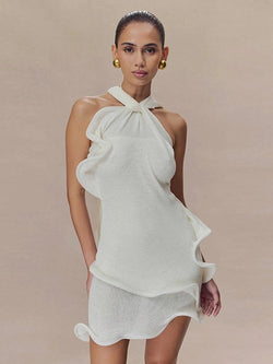 Robe Courte à Col Noué Dos Nu Elara