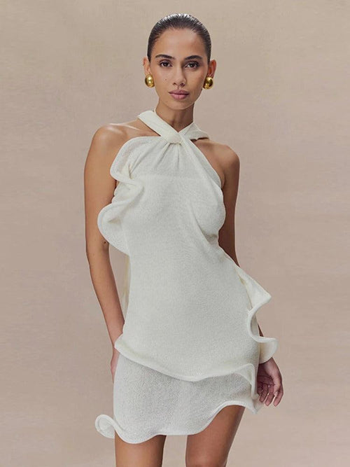 Robe Courte à Col Noué Dos Nu Elara