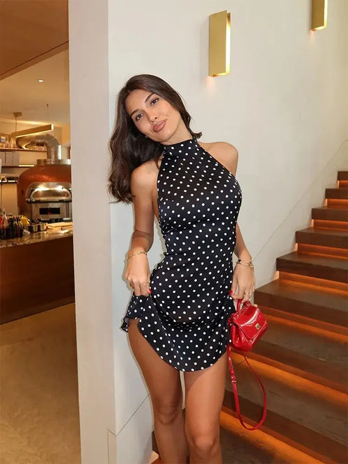 Robe Courte à Pois Col Montant Juliette
